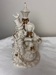 Cream Porcelain Holiday Carolers Figurine With Gilt Details