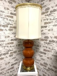 Vintage Orange Rust Tone Ceramic Table Lamp With Shade