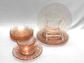 Vintage Pink Dogwood Depression Glass By Macbeth Evans