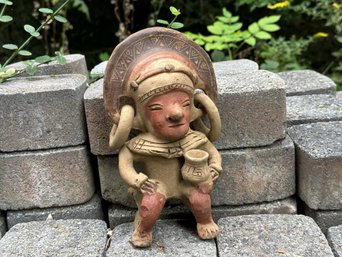 A Decorative Mayan Figure In Terracotta With Nice Detailing