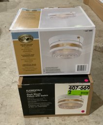 2 New Hampton Bay Ceiling Flush Mount Lights With Switch