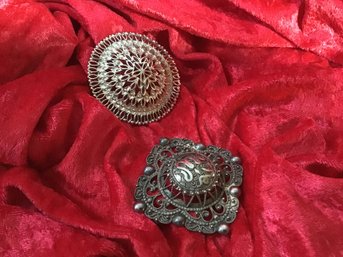 LARGE SILVER PIN/BROACH LOT OF 2