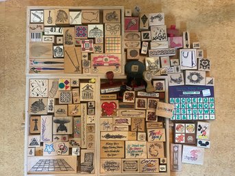 Large Collection Of Rubber Stamps For Crafting - Words & Everyday Object Themed