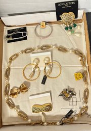 Collection Lot Of Jewelry - Large Necklace, Multicolor Pins, Bracelet, Ear Rings. MP/A3