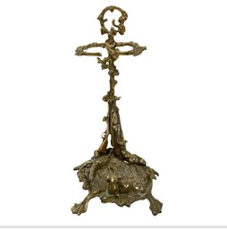 Late 19th Century French Cast Brass Hunting Motif Umbrella Or Fireplace Tool Stand