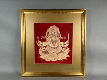 Beautiful Framed Silk Elephant Art