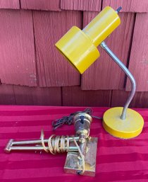 Yellow Vintage Gooseneck Lamp And Wall Sconce