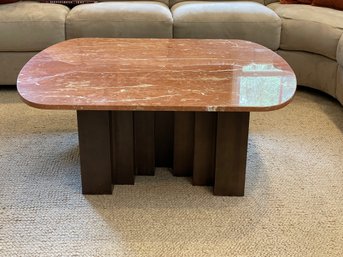 Marble Top Coffee Table With Square Modern Base