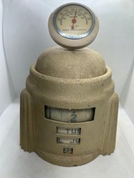 RARE 1920s ART DECO KAL-KLOK- Tape Measure Clock With Perpetual Date And Thermometer