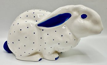 Vintage Tiffany Blue Polka Dot Ceramic Rabbit Piggy Bank, Austria