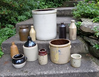 Mixed Lot Of Stoneware Includes 8 Gallon Crock, Master Ink, Canner, Etc....