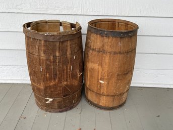 Pair Of Wood Barrels