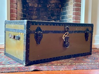 Vintage Travel Trunk -  Olive Green With Black Trim