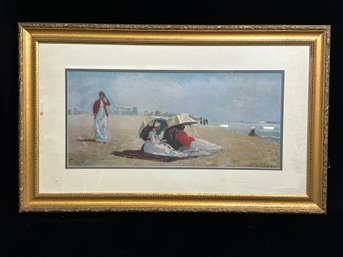 Framed Beach Scene Signed Print