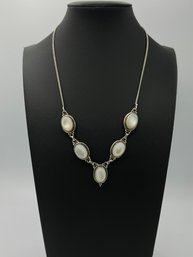 Elegant Cabochon Moonstone & Sterling Silver Necklace