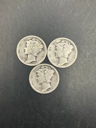 3 Mercury Dimes 1926, 1927, 1928