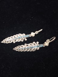 Barbara Bixby Feather Blue Topaz Gemstone Dangle Earrings 431