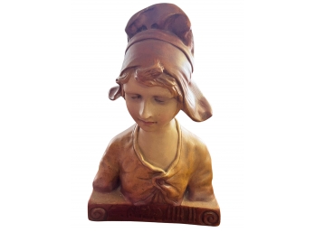 Vintage Mid Century Holland MilkMaid Chalkware Bust