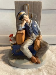 Norman Rockwell Porcelain Figurine - Asleep On The Job Danbury Mint 1980