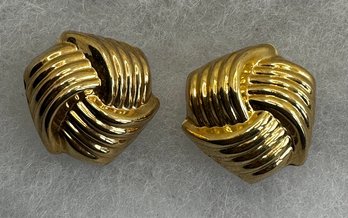 14K Ribbed Triple Knot Earrings ~ Italy ~