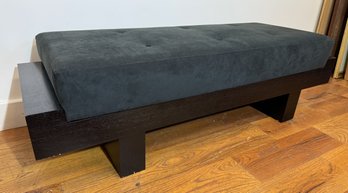 A Very Comfortable Ebonized Black - Ultra Suede & Wood Base Seating Bench Or Coffee Table