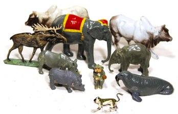 Lot Of 10 Painted Lead Figures Wild And Circus Animals