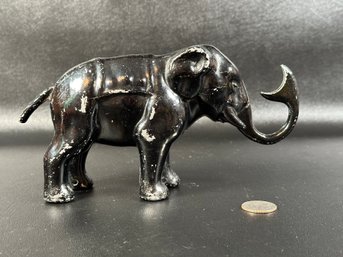 A Super Charming Elephant Coin Bank In Painted Cast-Metal