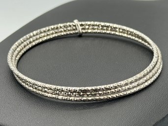 Amazing Diamond Cut Triple Stacked Sterling Silver Bangle Bracelet