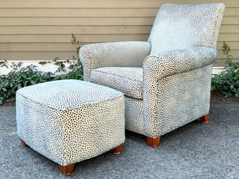 A Bespoke Modern Deco Inspired Armchair And Ottoman In Faux Animal Print By Alliance Upholsterers