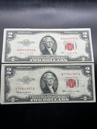 1953-B & 1953-C Red Seal $2 Bills