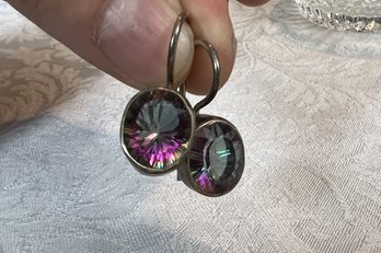 Sterling Silver Earrings With Mystic Fire Topaz Type Stones