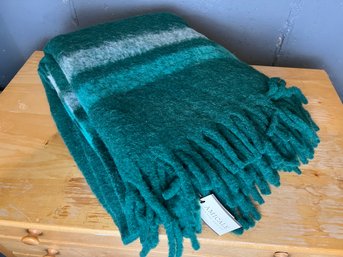 Amicale Alpaca, Wool, Mohair Blend Throw Blanket In Green - Retail $150