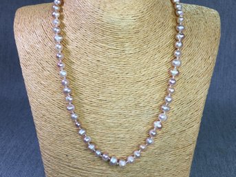 Lovely Brand New Genuine Cultured Baroque Pearl 18' Necklace Nice Soft Pink Color - With 18K Plated Gold Clasp