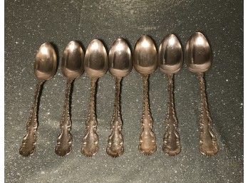 7 Louis XV Sterling Silver Place Spoons