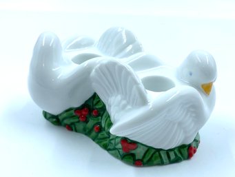 Vintage 1993 White Dove Candlestick Holders By Avon