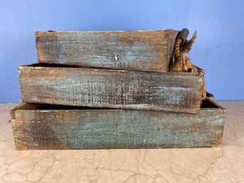 3 Piece Vintage Wooden Trays