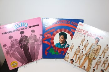 3  Elvis Albums -Christmas Album-Elvis In The Greatest Show On Earth-50,000,000 Elvis Fans Can't Be Wrong