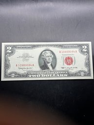 1963 AU Condition Red Seal $2 Bill