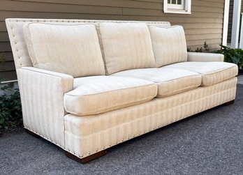 A Luxurious Modern Linen Sofa With Nailhead Trim By Kravet Furniture (1 Of 2 In Sale)