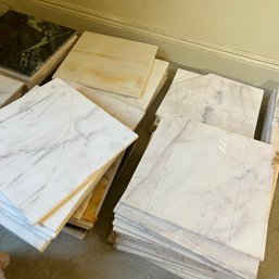 A Group Of Over 80 Sf 12x12 Marble Tiles - Various