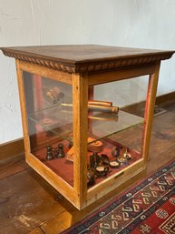 Antique Lighted Oak Display Cabinet By Columbus Showcase Co.