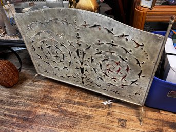 Large Heavy Industrial Style Laser Cut Metal Fireplace Screen