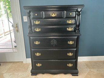 Black Painted Tall Five Drawer Dresser