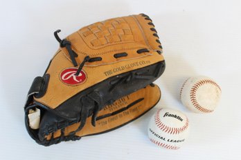 Rawlings RBG36T Fast Back Model Basket Web 12.5' Glove And Two Balls