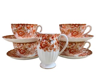 Fenton Cups And Saucers With Cream Pitcher