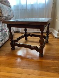 Square Wooden Glass Top Side Table