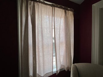 Two Pair Cotton Striped Curtain Panels - 53' L And 34'L