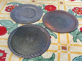 A Trio Of Antique Mixed Metal Trays