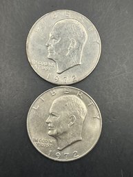 2 Eisenhower Dollars 1972, 1972-D