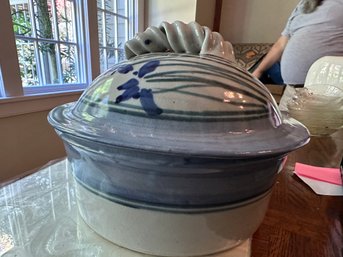 Beautiful Blue Lidded Casserole Signed